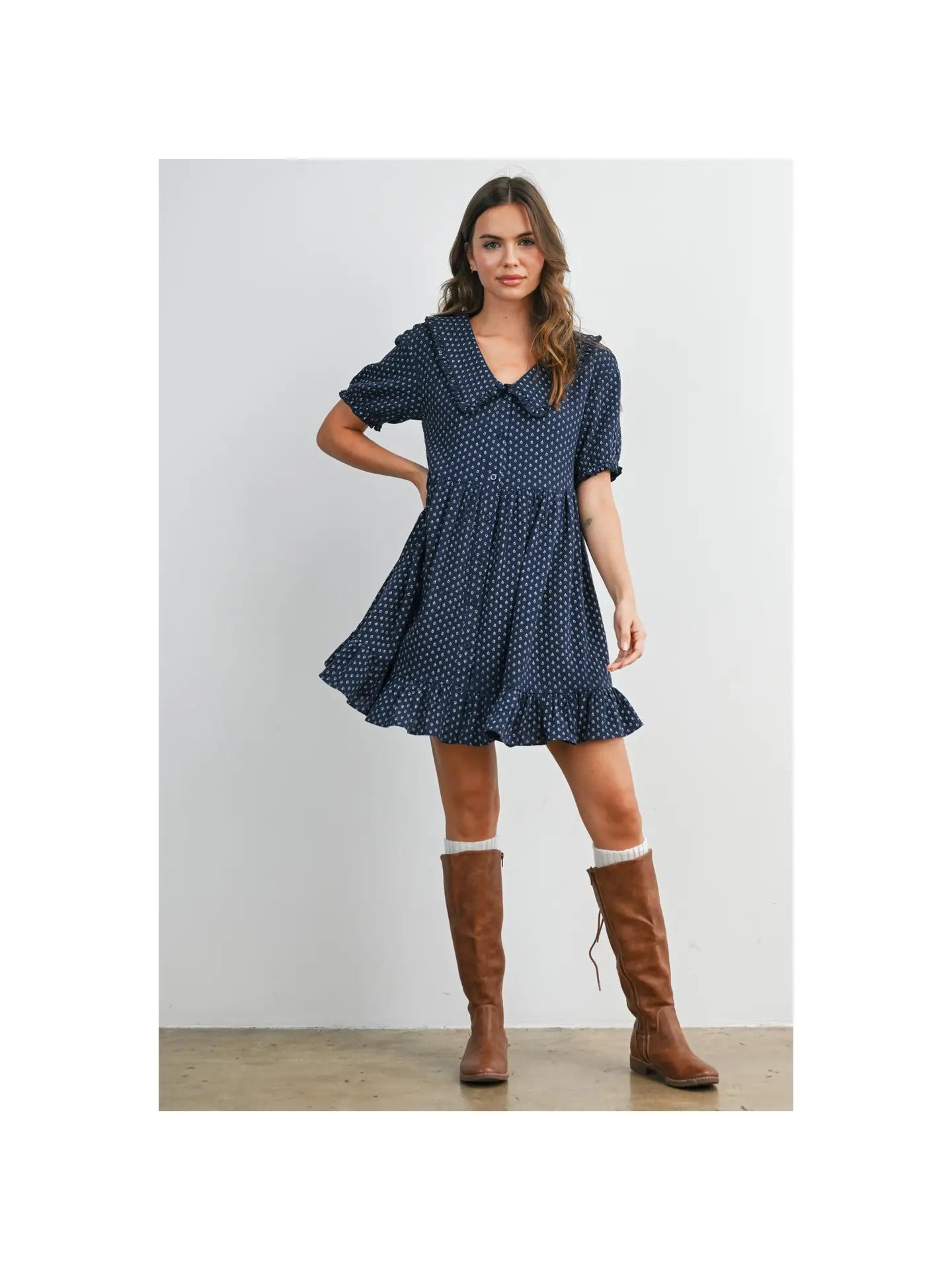 Button Front Puff Dress