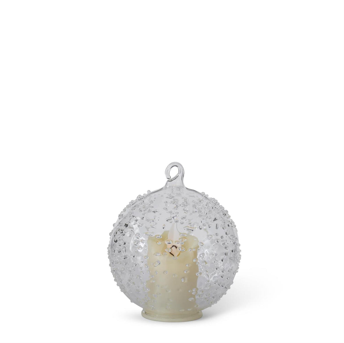 3.75 Inch LED Textured Clear Glass Ornament