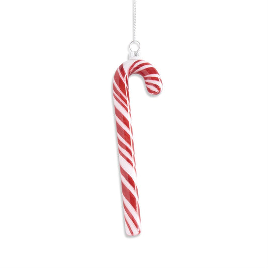 7.5" Red & White Glass Candy Cane