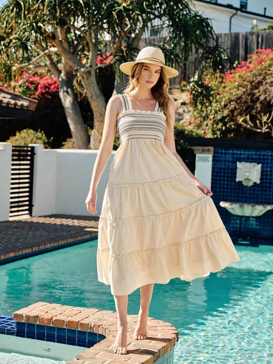 Smocked Tier Midi Dress