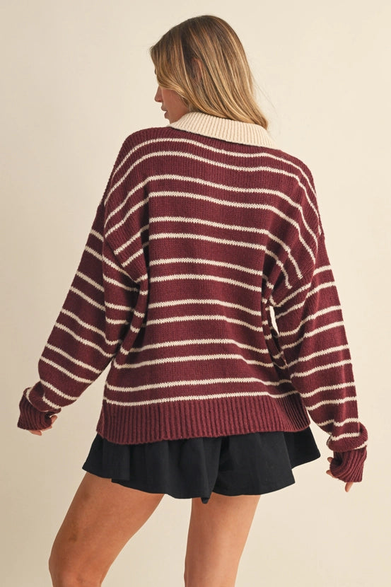 Striped Sweater with Collar