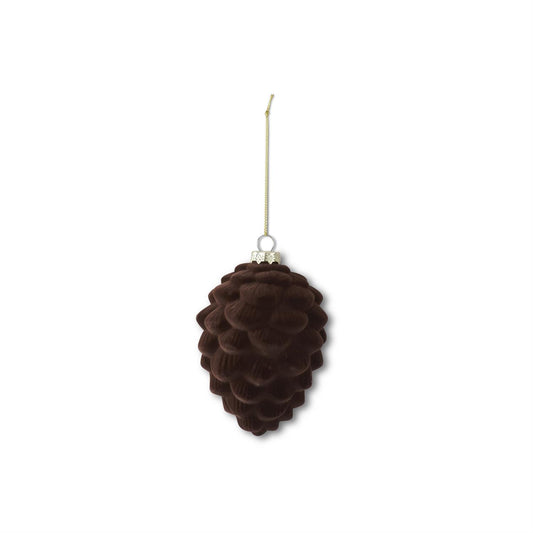 5" Flocked Glass Pinecone Ornament