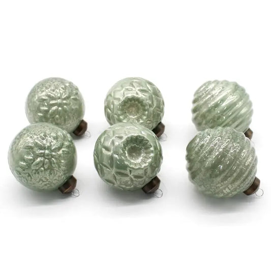 3" Antique Blue/Green Glass Ornaments