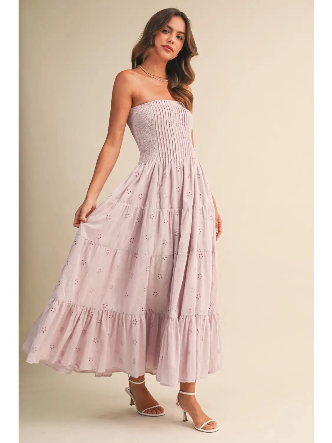 Pleated Layered Midi Dress