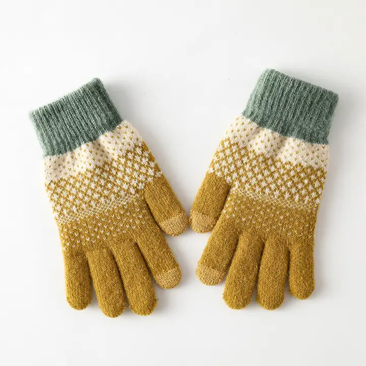 Touchscreen Jacquard Knit Gloves