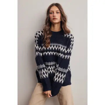 Fair Isle Pattern Knit Sweater