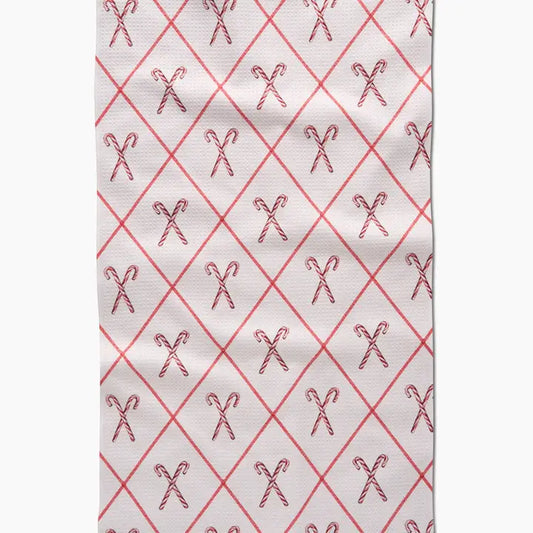 Festive Candy Canes Geometry Towel