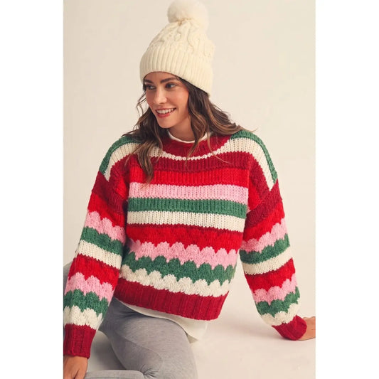 Striped Chunky Knit Sweater