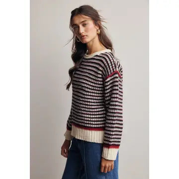 Striped Textured Knit Sweater