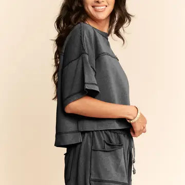 Mineral Washed Barrel Pant Set