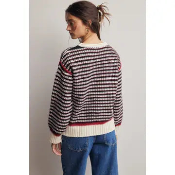 Striped Textured Knit Sweater