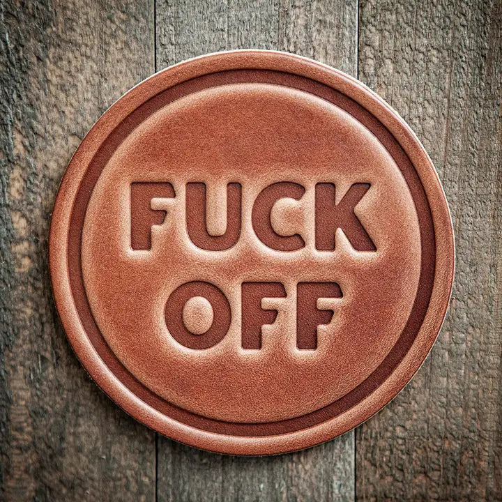 F Off Leather Coaster