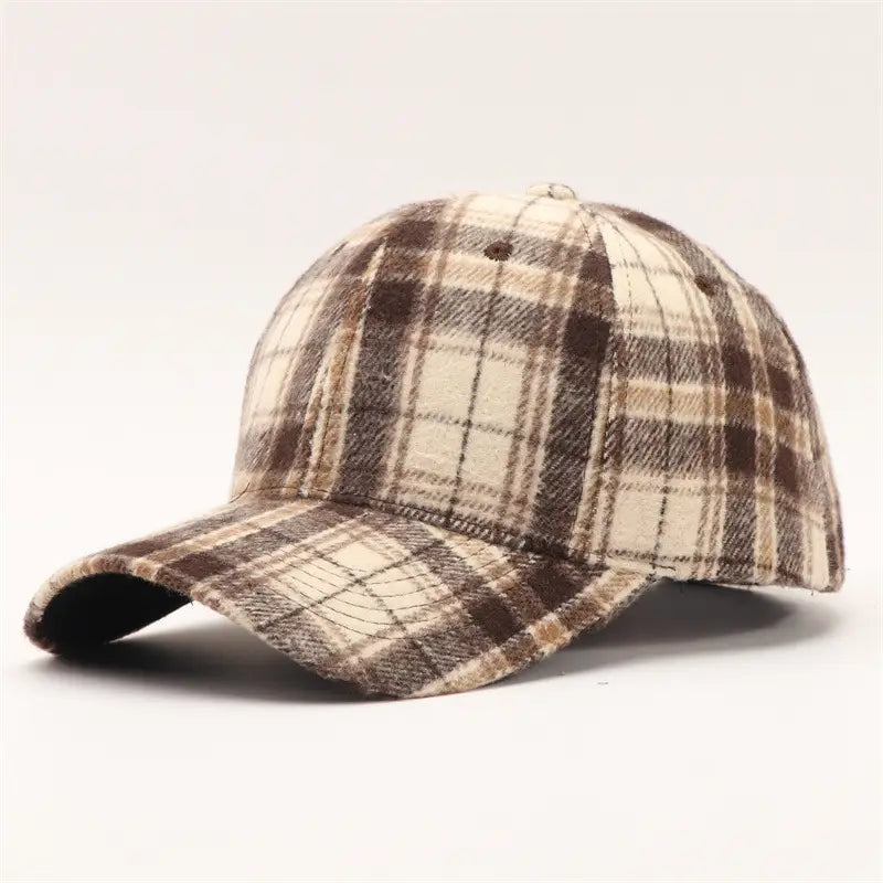 Wool Blend Checkered Baseball Cap