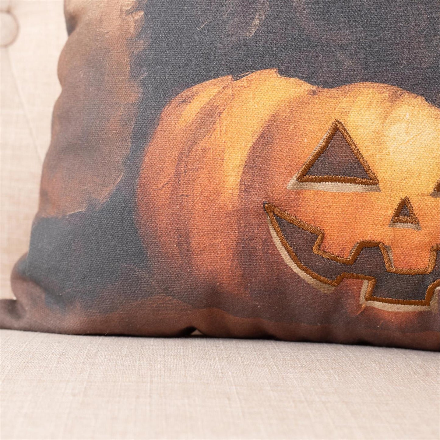 Black Cat On Jack O' Lantern Pillow