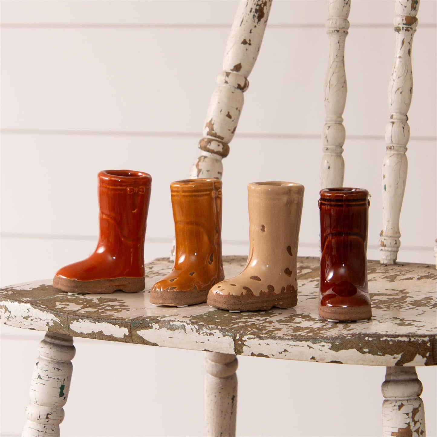 Mini Ceramic Boot Vase Earthy Tone