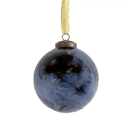 Lucca Glass Ornament 4" Blue