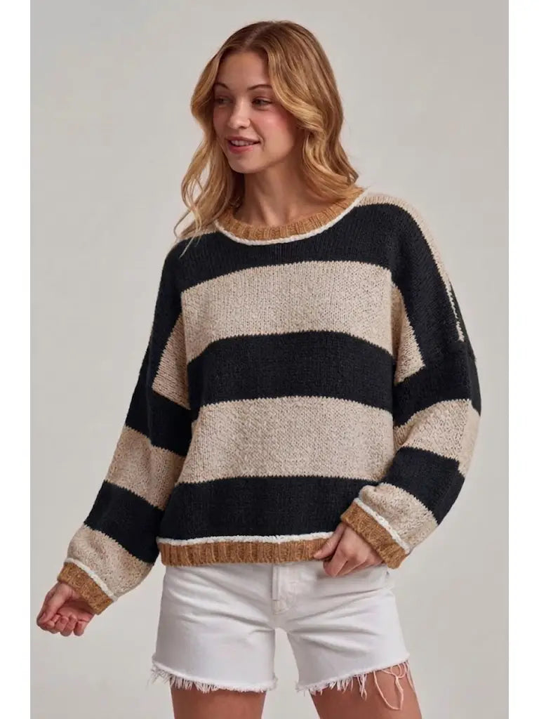 Wide Stripe Everyday Casual Cozy Sweater