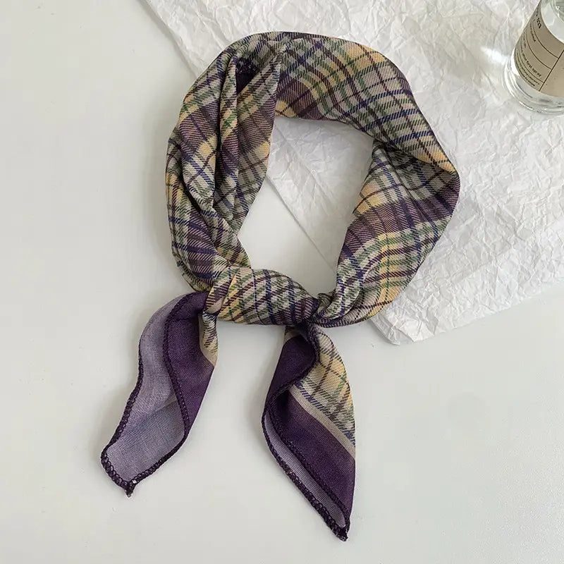 Cottage Floral Plaid Head Scarf