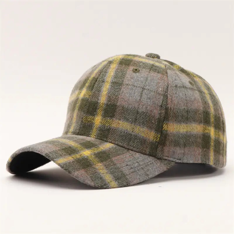 Wool Blend Checkered Baseball Cap