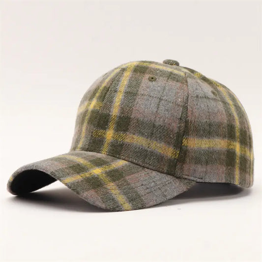 Wool Blend Checkered Baseball Cap