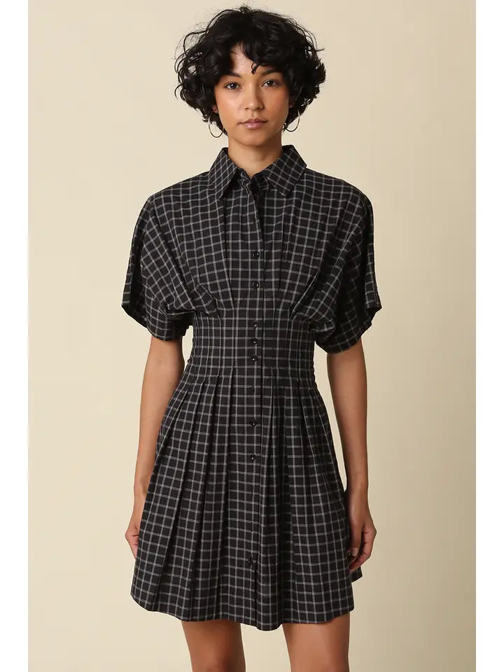 Ivy Plaid Flare Mini Dress