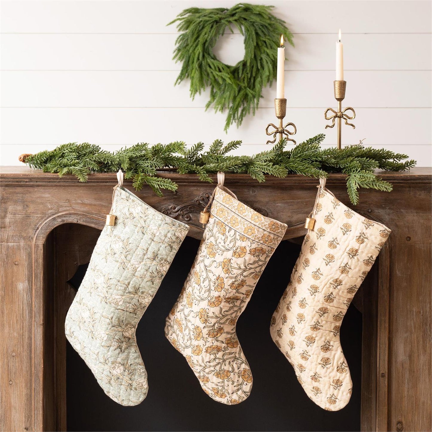 Block Print Stocking with Bell