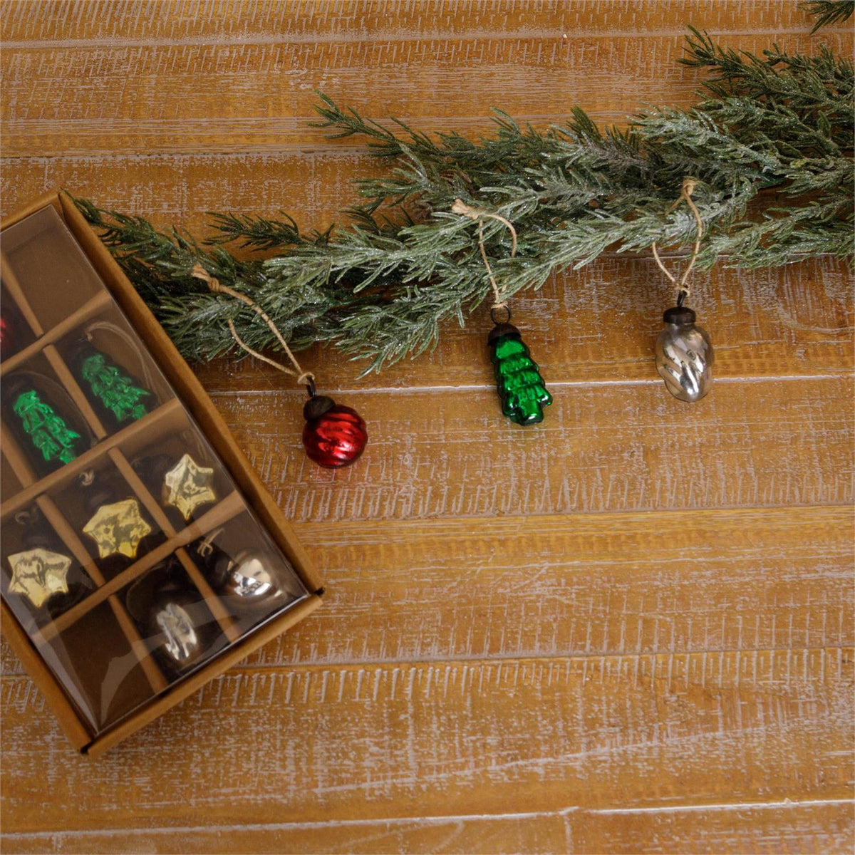 12 Mini Assorted Glass Ornament in Box