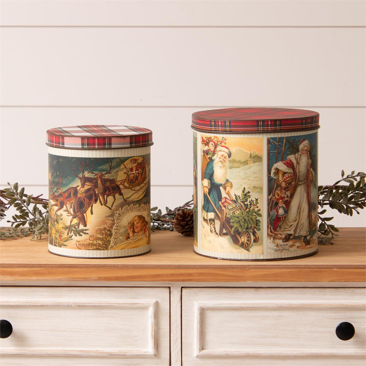 Vintage Santa Postcard Tins