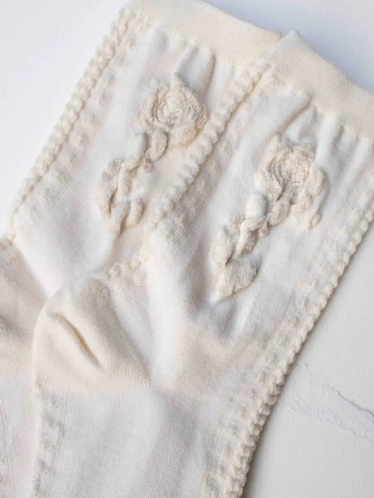 Cream Rose Cotton Sock