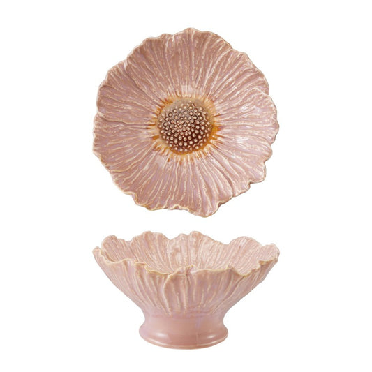 Stoneware Flower Shaped Pedestal Bowl