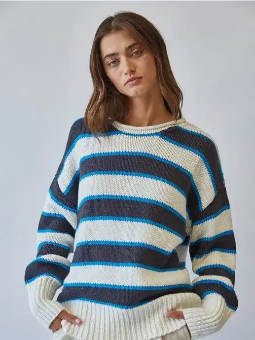 Frankie Contrast Striped Roll Neck Sweater