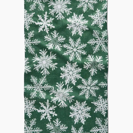Snowy Days Green Geometry Towel
