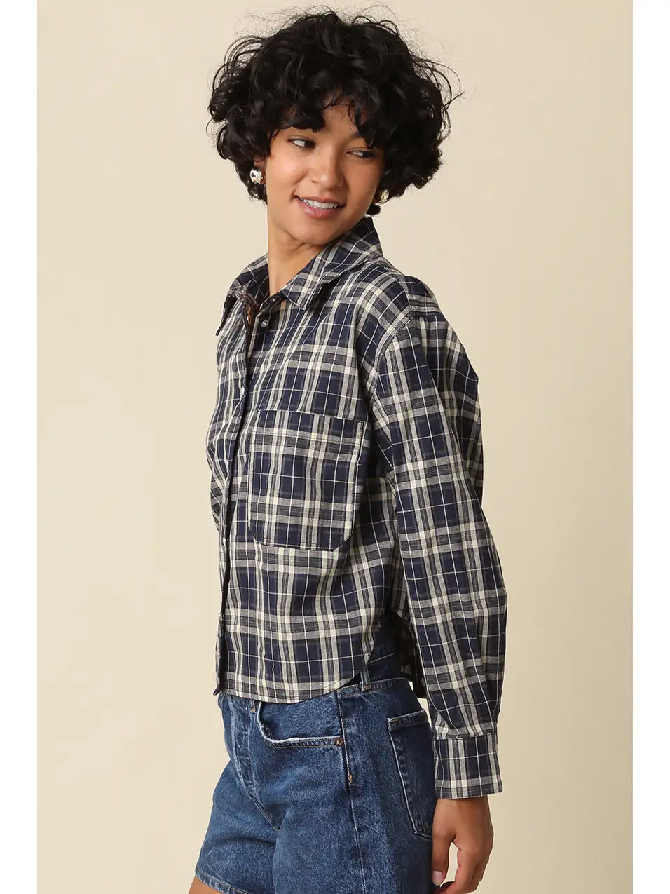 Ana Plaid Cropped Shirt