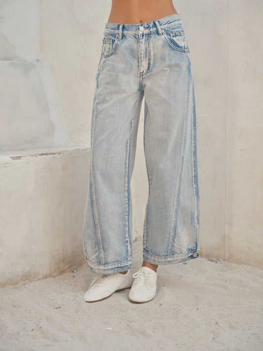 Curve Sideseam Two Way Detail Vintage Washed Jeans