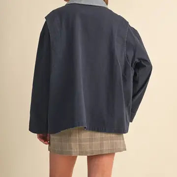 A-Line Utility Jacket with Corduroy Collar