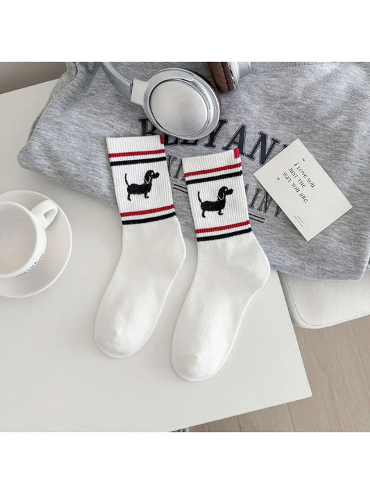 Puppy Stripe Crew Socks