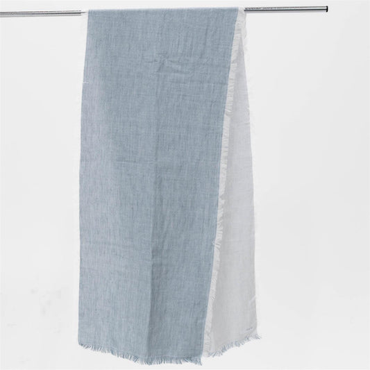 Table Runner - Soft Blue Chambray Fringe