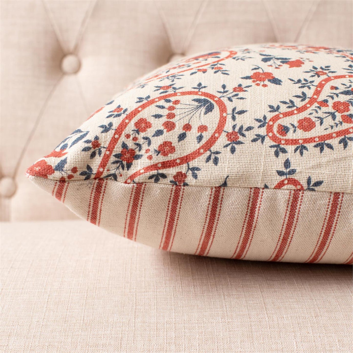 Red & Blue Paisley Pillow
