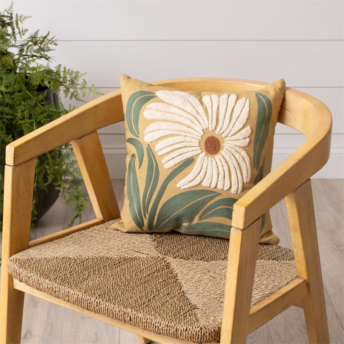 Modern Impressions White Floral Pillow