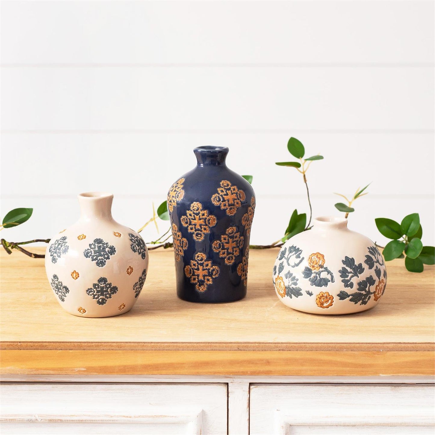 Blue Floral Motif Vase