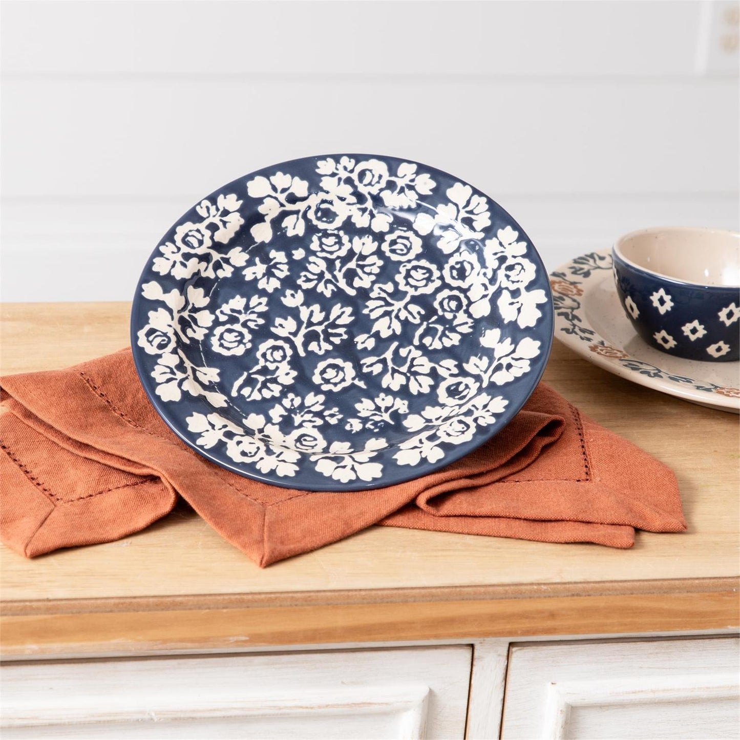 Blue Floral Salad Plate