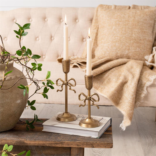 Gold Bow Taper Holder