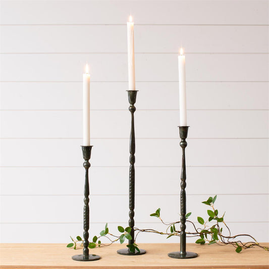 Candle Holder - Dk Green Enamel