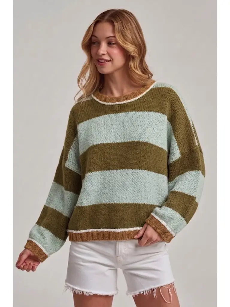 Wide Stripe Everyday Casual Cozy Sweater