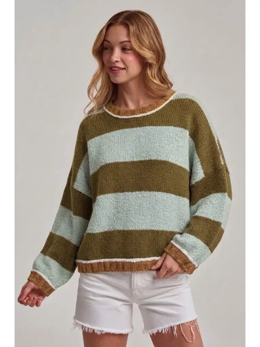 Wide Stripe Everyday Casual Cozy Sweater