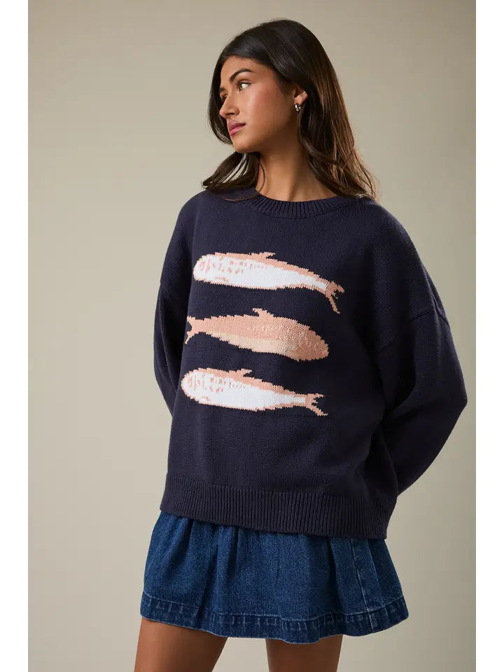 Round Neck 3 Sardines Sweater