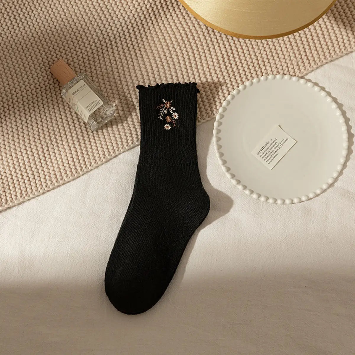 Flower Embroidery Socks