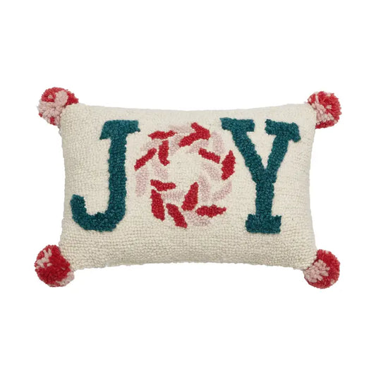 Joy with Pom Pom Hook Pillow