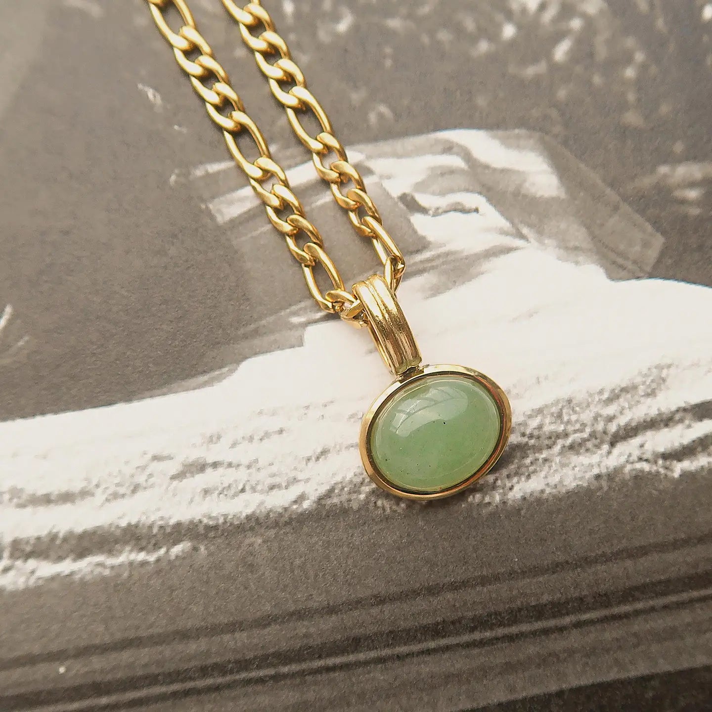 Winslow Non-Tarnish Green Stone Pendant Chain Necklace