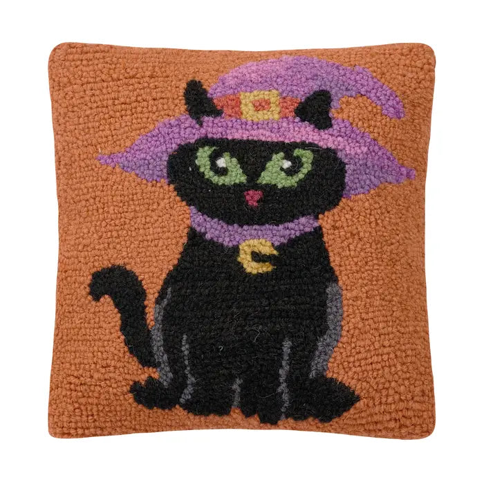 Black Witch Cat Hook Pillow
